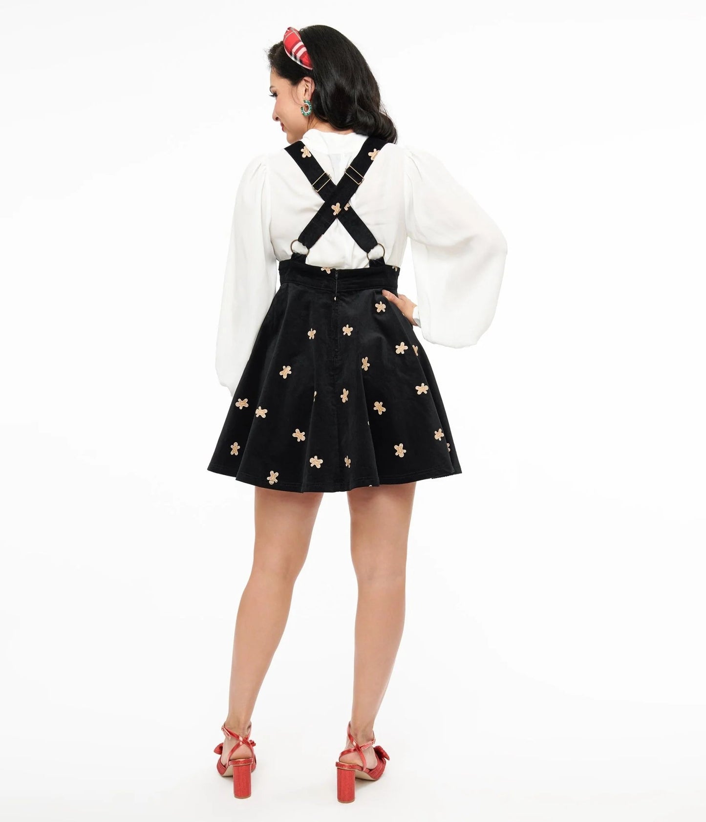 1950s Black & Gingerbread Brionne Pinafore Skirt - Rockamilly - Dresses - Vintage