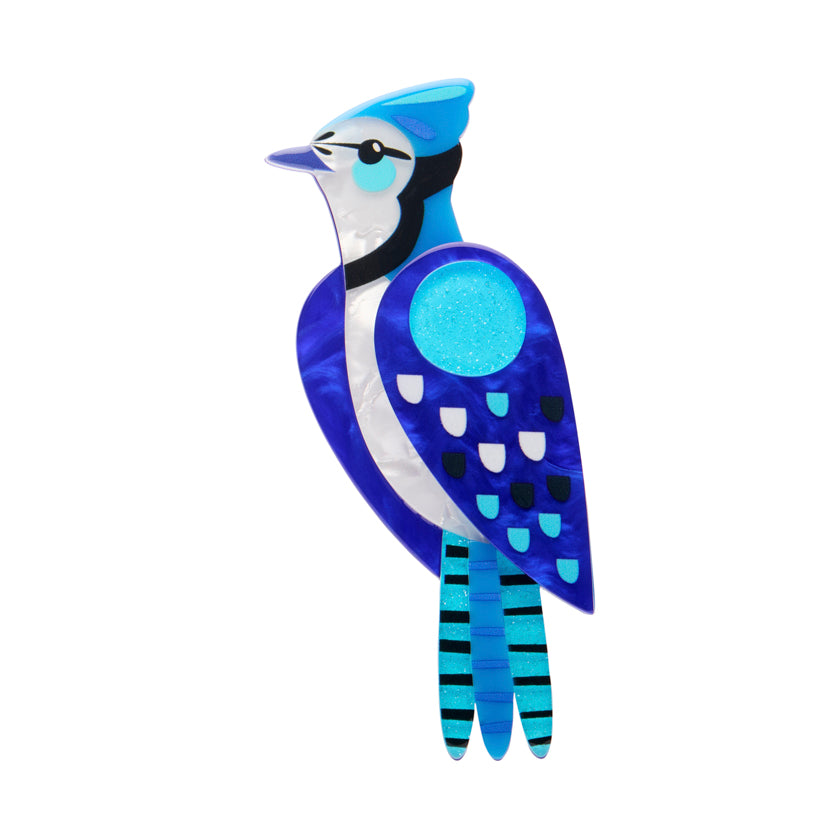 The Boisterous Blue Jay Brooch