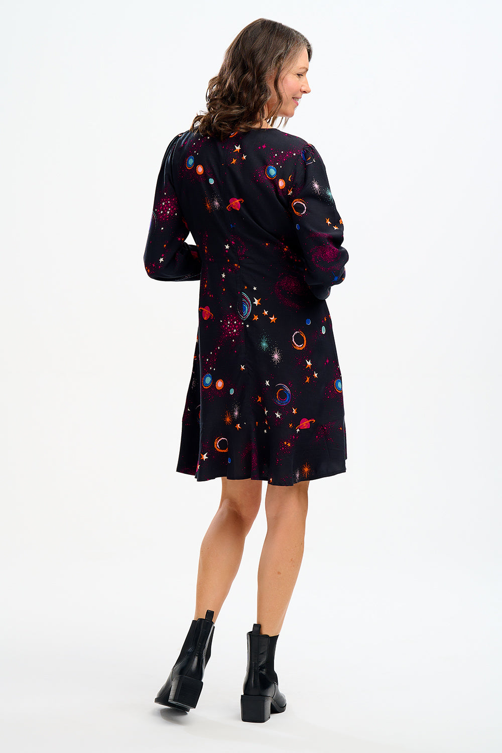 Juliette Dress - Black, Colourful Universe