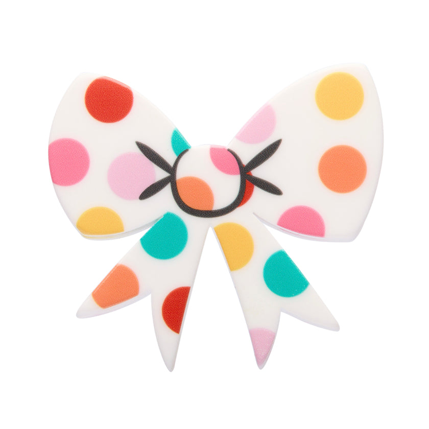 White Polka Dot Bow Mini Brooch - Erstwilder Simplified