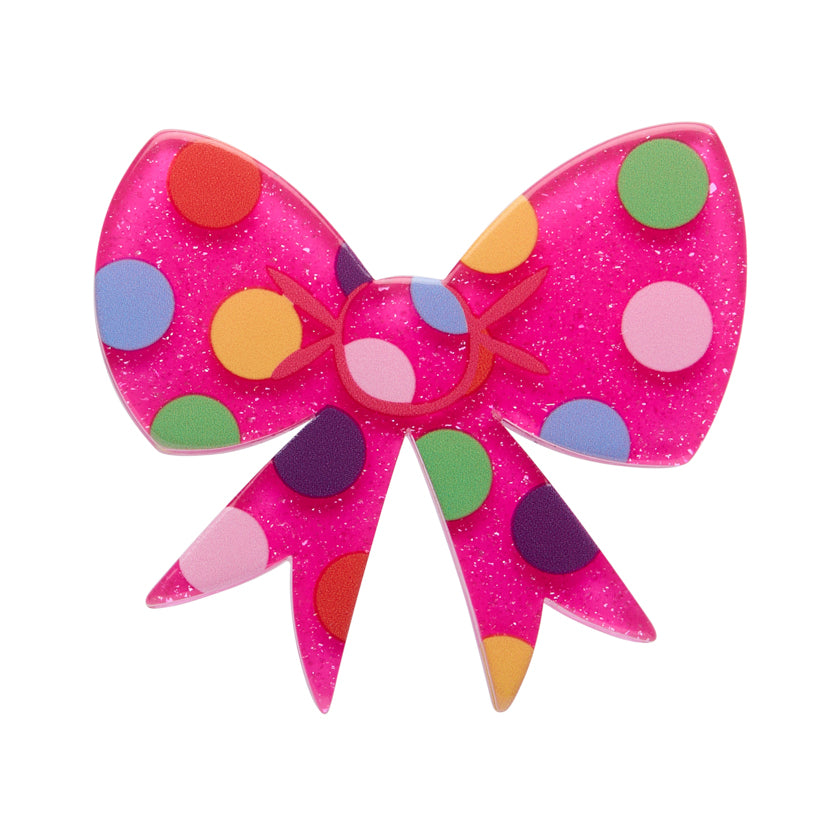 Pink Polka Dot Bow Mini Brooch - Erstwilder Simplified