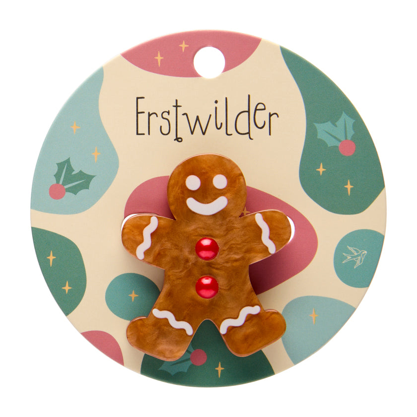 Gingerbread Man Mini Brooch - Erstwilder Simplified
