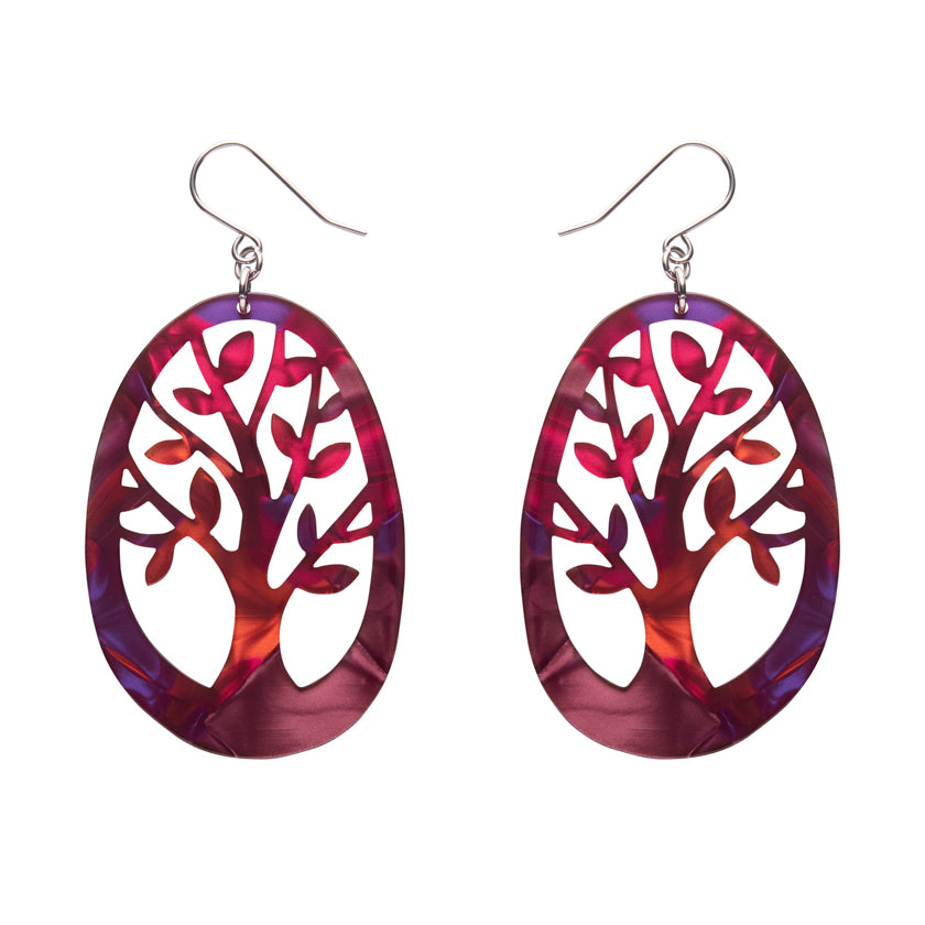 Tree Drop Earrings – Maroon
