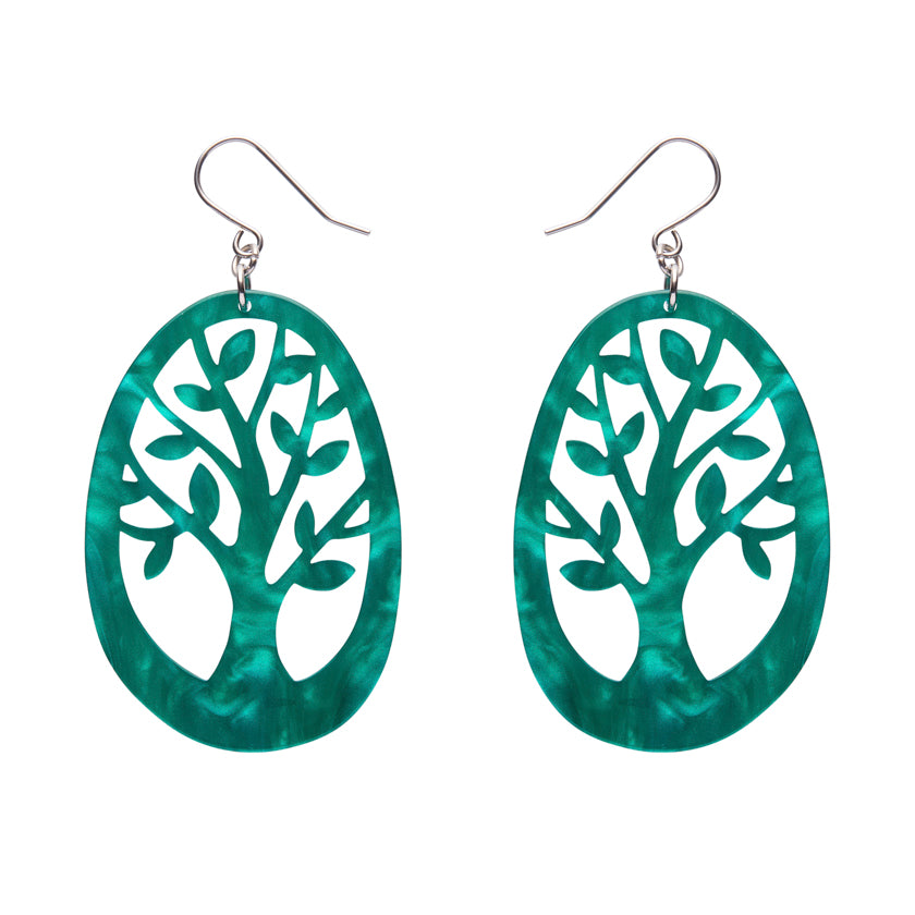 Tree Drop Earrings – Teal