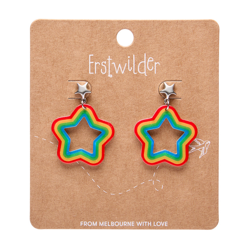 Star Rainbow Stud Drop Earrings