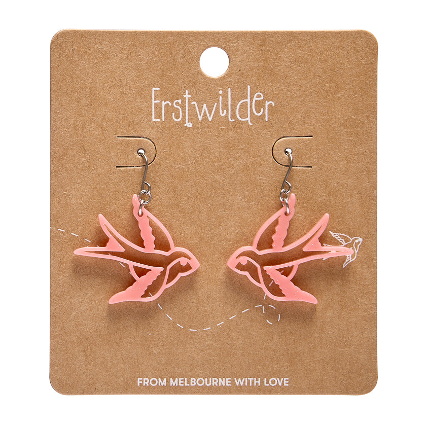 Swallow Drop Earring - Pink