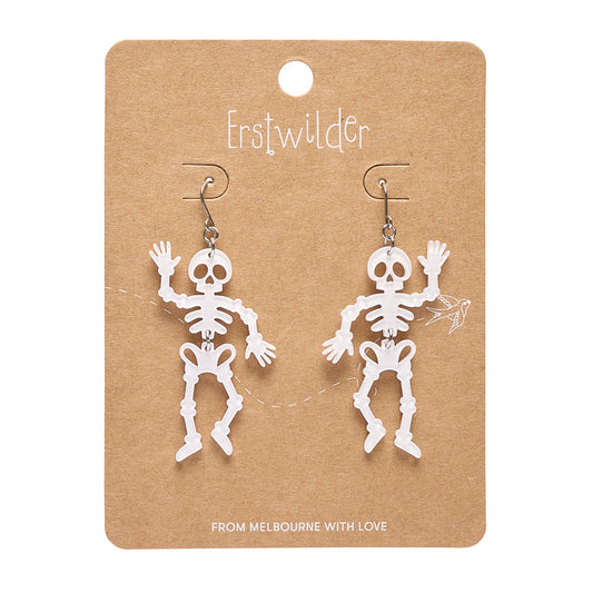 Dancing Skeletons Drop Earrings - White