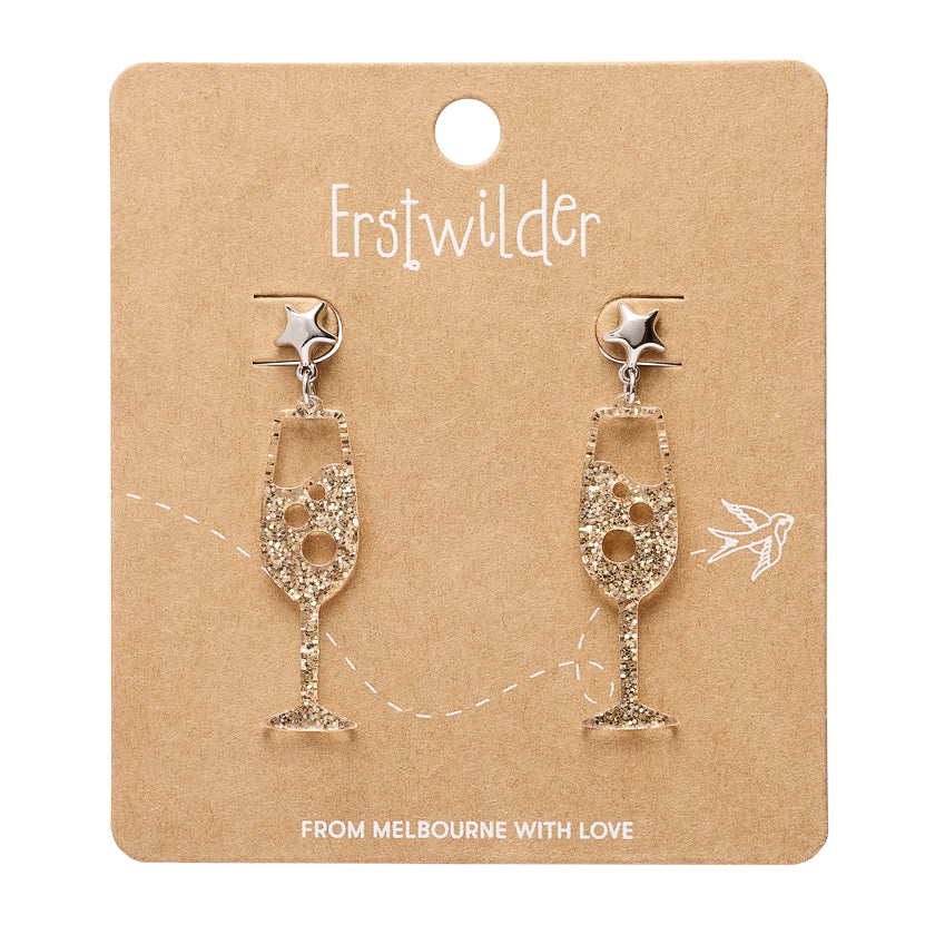 Champagne Bubbles Drop Earrings - Gold