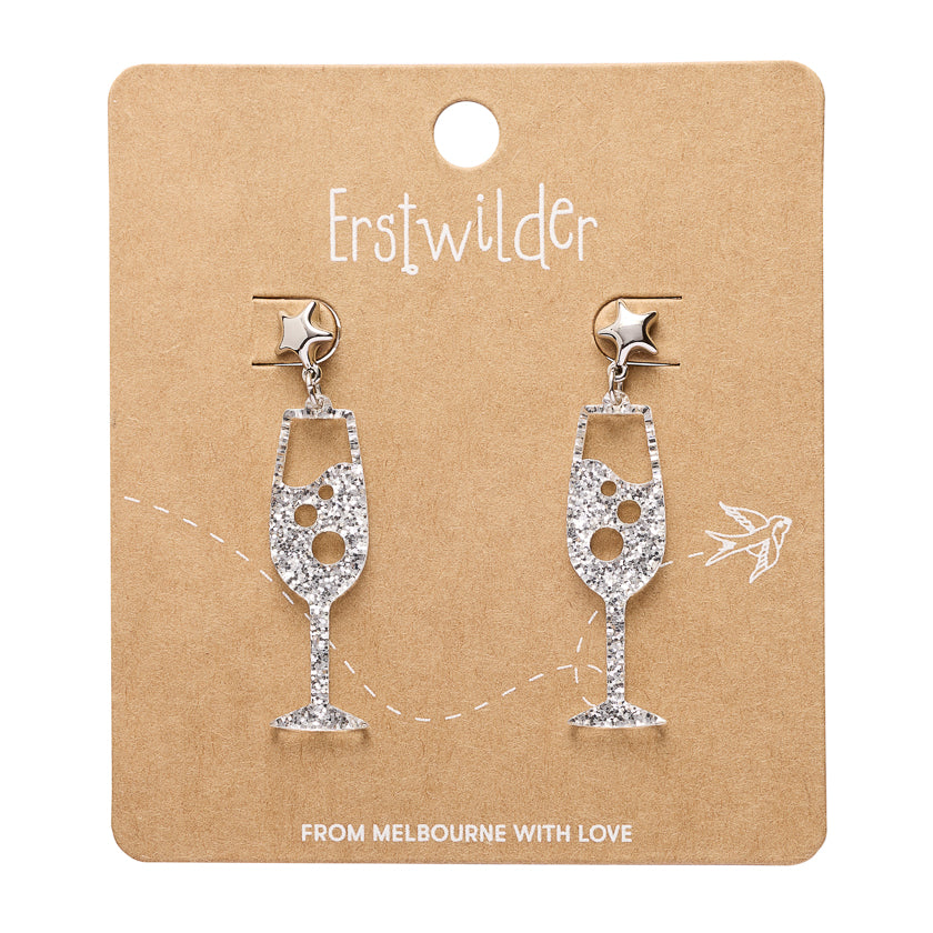 Champagne Bubbles Drop Earrings - Silver