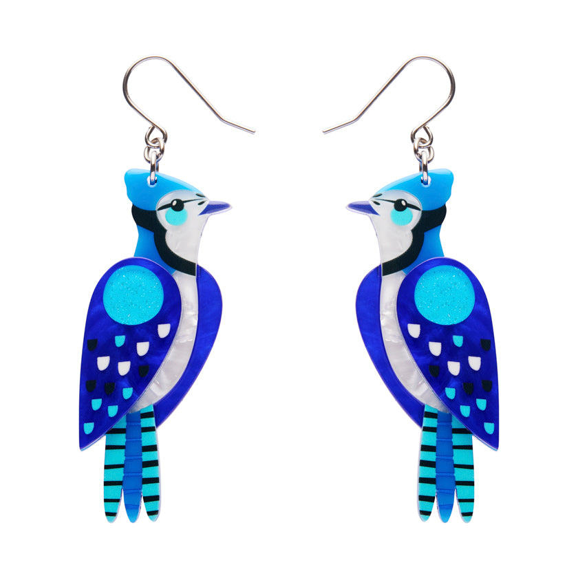 The Boisterous Blue Jay Drop Earrings