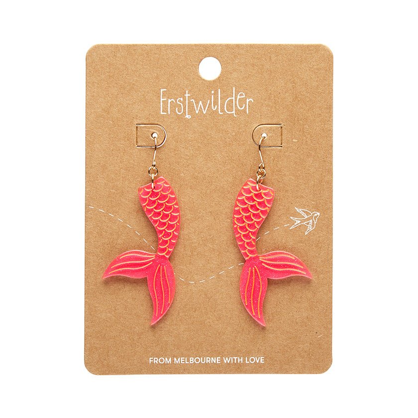 Mermaid Tail Drop Earrings - Hot Pink - Rockamilly - Jewellery - Vintage
