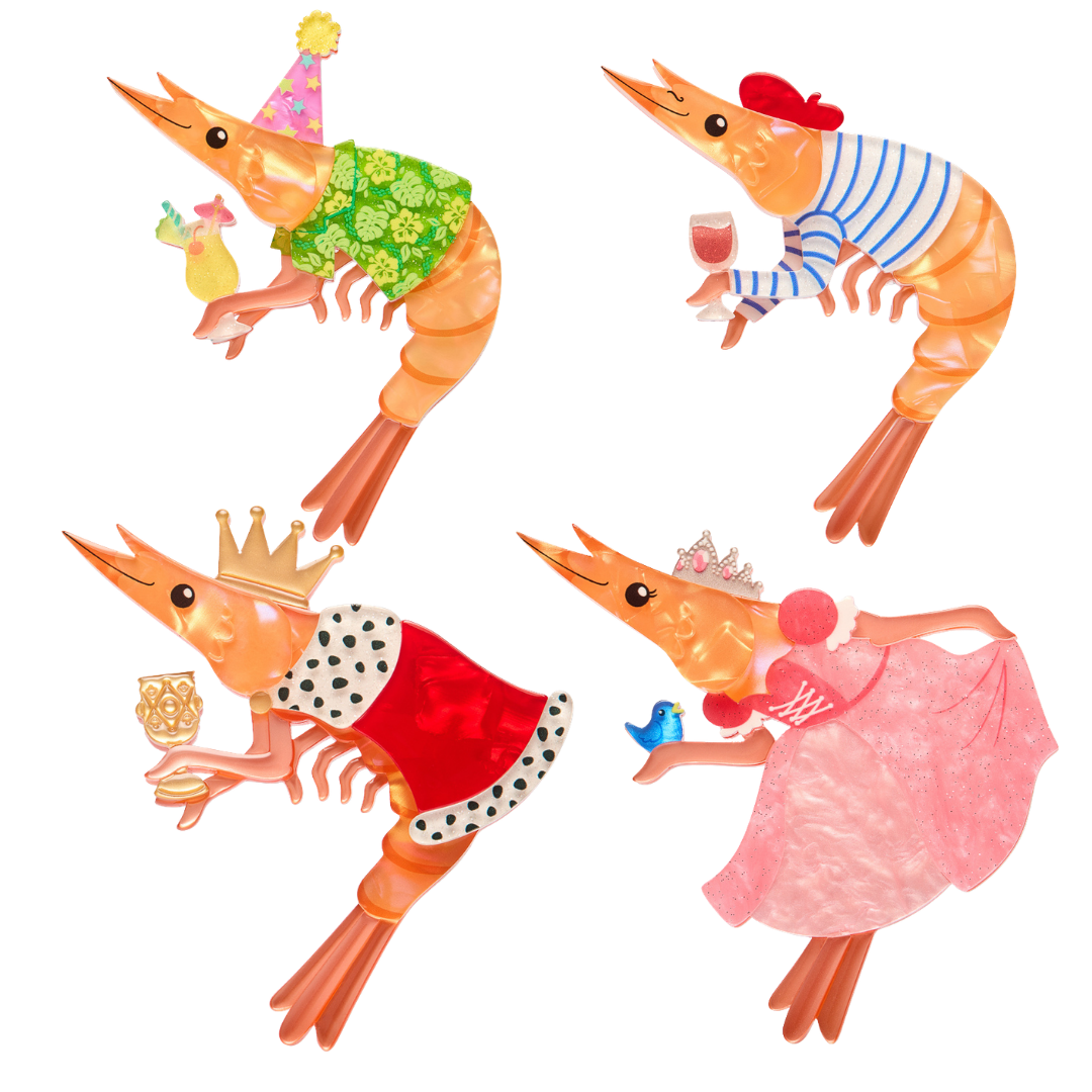 Pascal Prawn Parade (all 4 brooches)