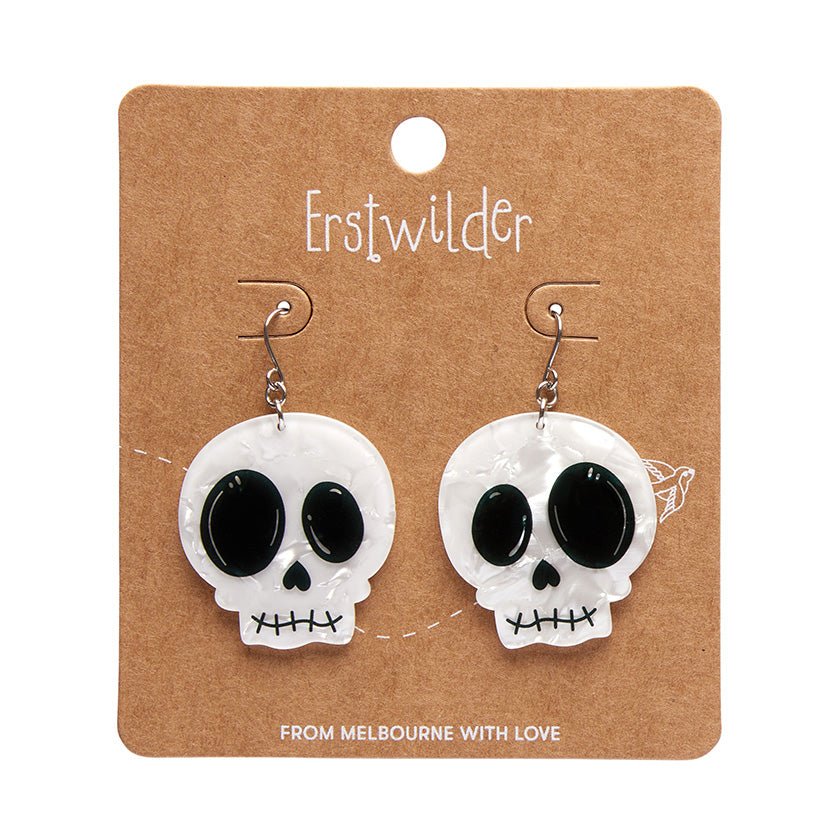 Skull Drop Earrings - White - Rockamilly - Jewellery - Vintage