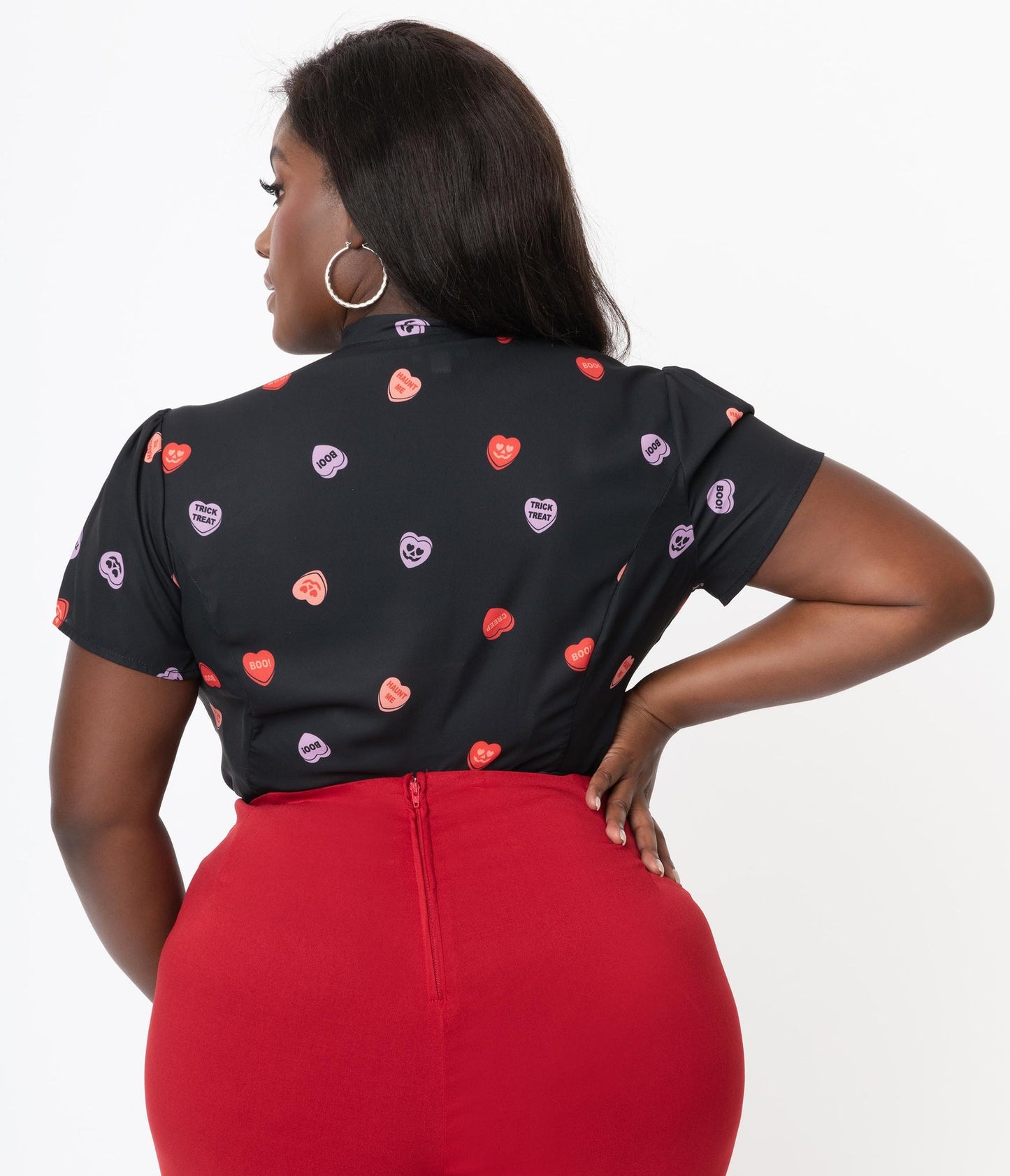 Spooky Conversation Heart Print Elsie Blouse