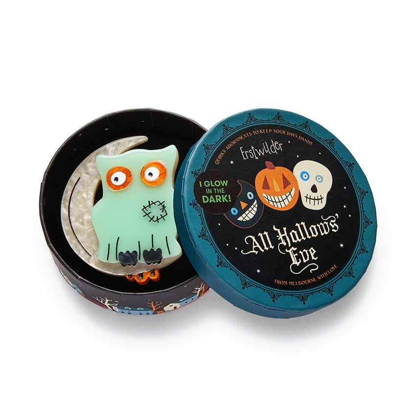 A Most Ghostly Owl Brooch - Rockamilly-Jewellery-Vintage