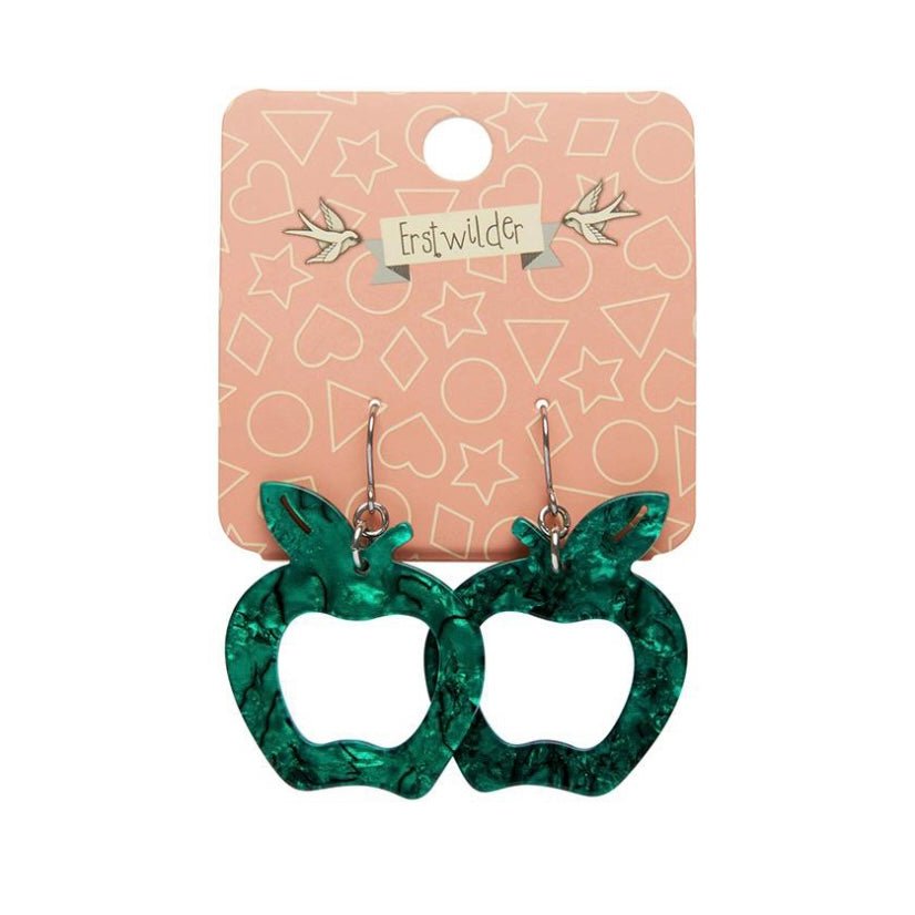 Apple Ripple Resin Drop Earrings - Green - Rockamilly-Jewellery-Vintage