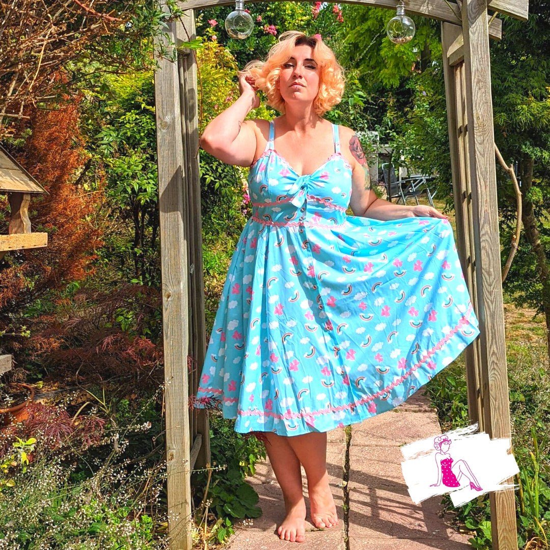 retro rainbow dress 70s Rainbow Cyclone Dress M OMNIA
