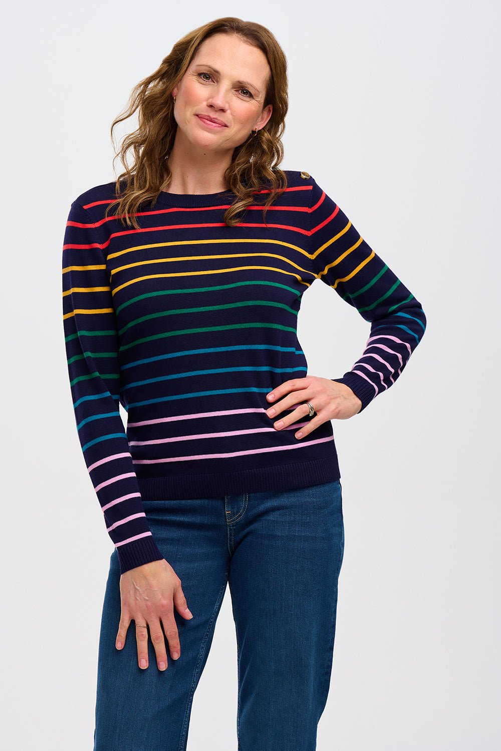 Binkie Jumper - Navy Triple Stripe - Rockamilly-Knitwear-Vintage