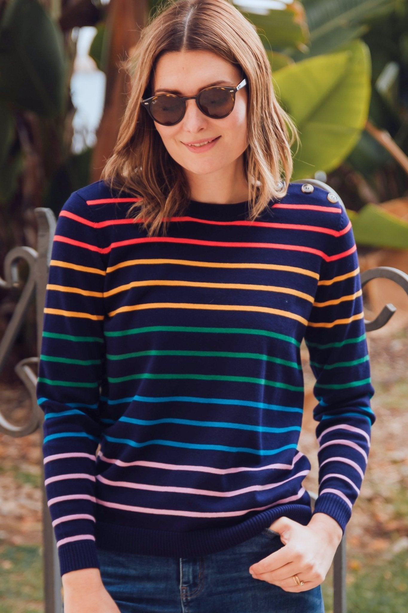 Binkie Jumper - Navy Triple Stripe - Rockamilly-Knitwear-Vintage