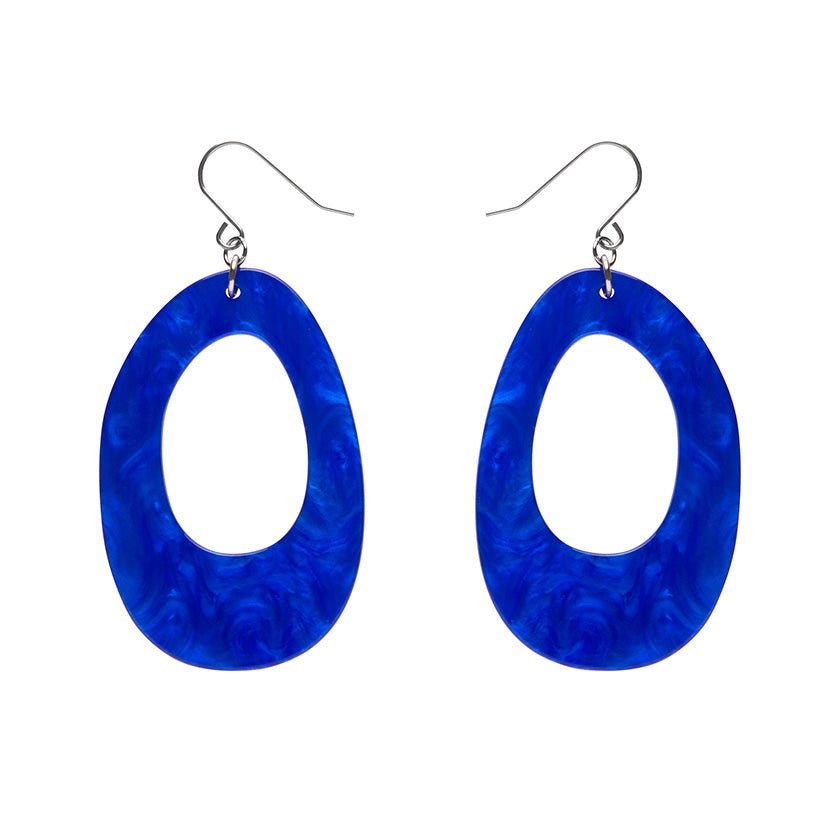 Bold Hoop Ripple Drop Earrings - Navy Blue - Rockamilly-Jewellery-Vintage