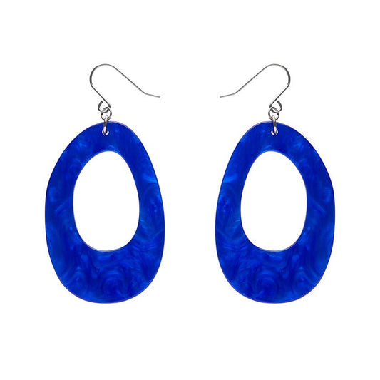 Bold Hoop Ripple Drop Earrings - Navy Blue - Rockamilly-Jewellery-Vintage