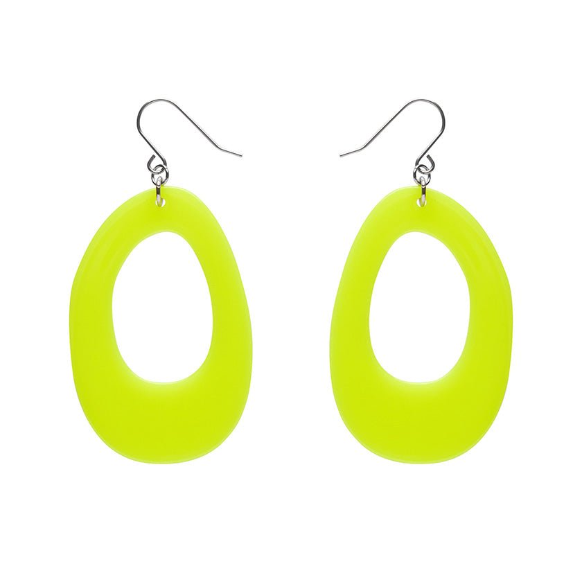 Bold Hoop Solid Drop Earrings - Neon Yellow - Rockamilly-Jewellery-Vintage