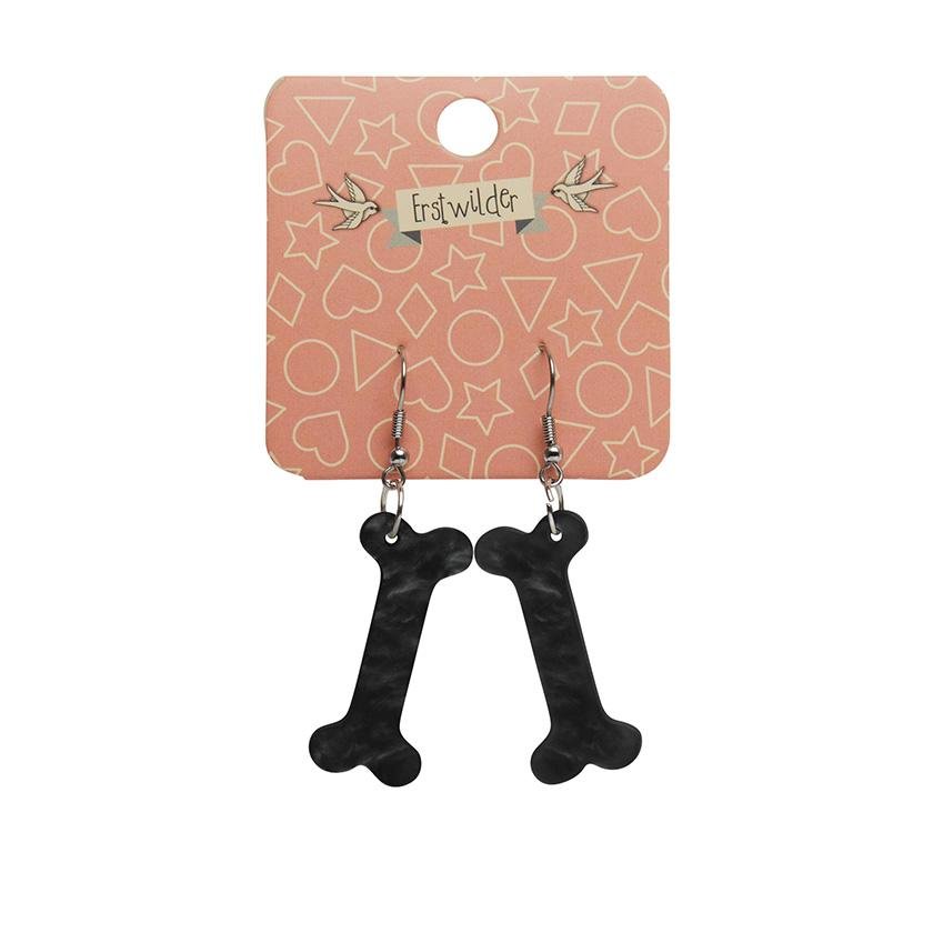 Bones Ripple Resin Drop Earrings - Black - Rockamilly-Jewellery-Vintage