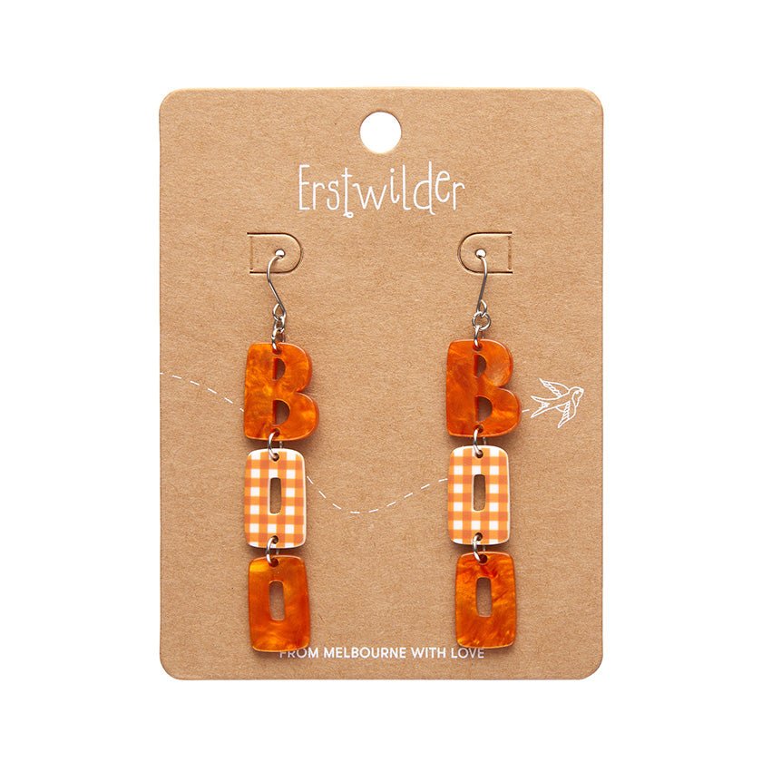 Boo Gingham Drop Earrings - Orange - Rockamilly-Jewellery-Vintage