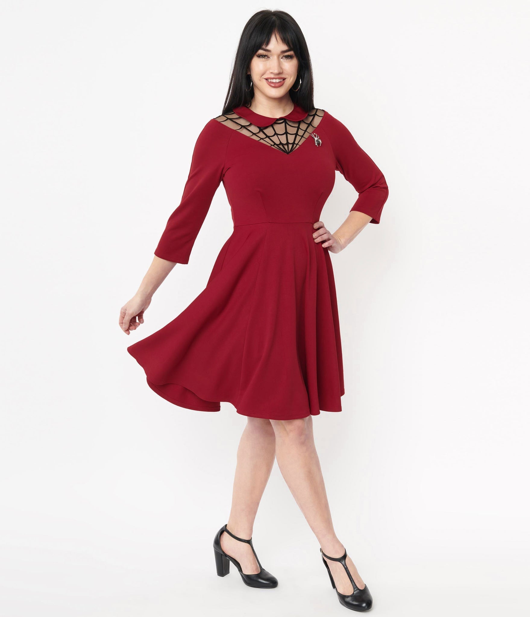 Burgundy Spiderweb Endora Swing Dress Rockamilly Burgundy Spiderweb Endora Swing Dress Rockamilly