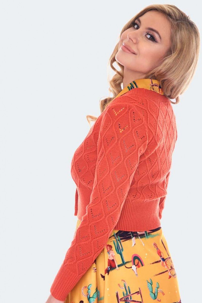 Chunky Knit Cardigan - Rust - Rockamilly-Knitwear-Vintage
