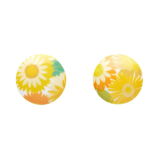 Daisy Rounded Stud Earrings - Yellow - Rockamilly-Jewellery-Vintage