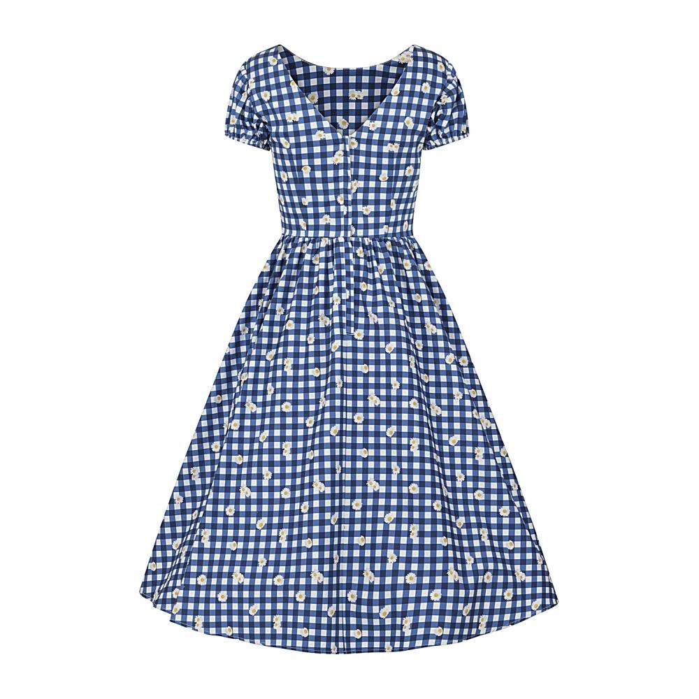 Demira Gingham Daisy Swing Dress - Rockamilly-Dresses-Vintage
