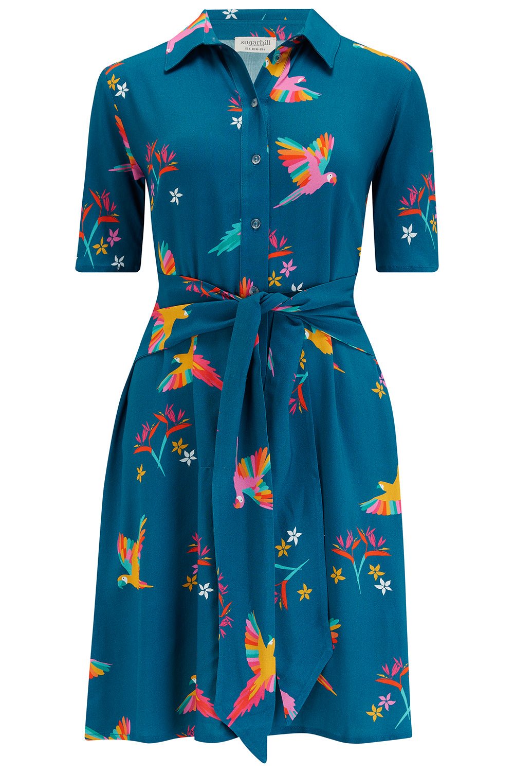 Dessie Shirt Dress - Rainbow Parrots - Rockamilly-Dresses-Vintage