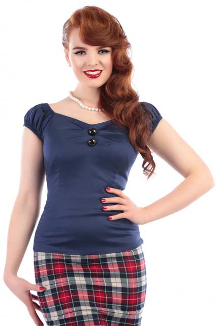 Dolores Top Navy - Rockamilly-Tops-Vintage