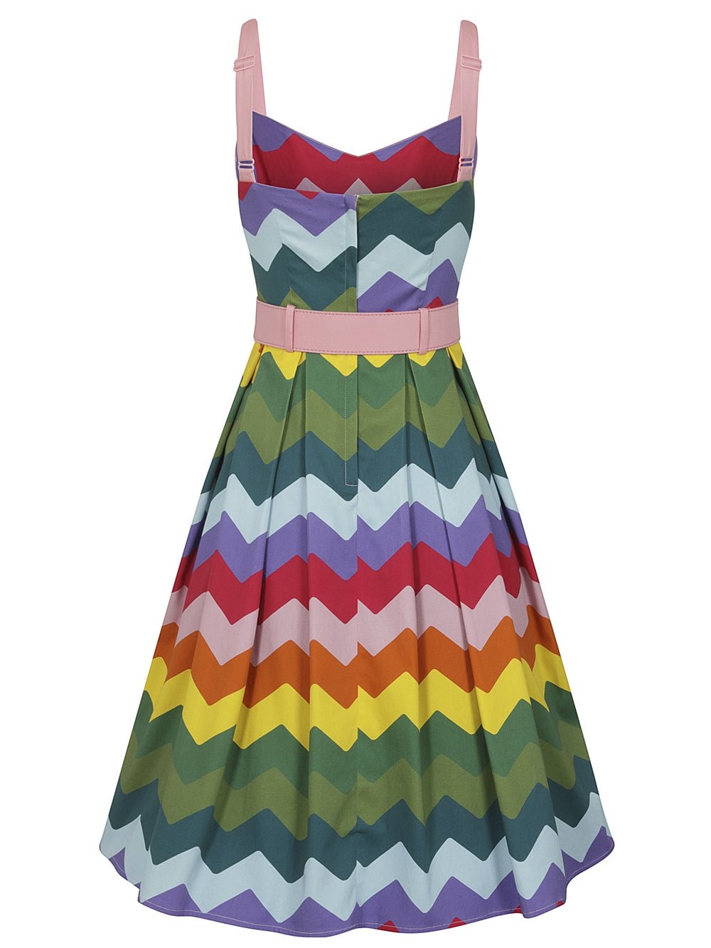 Dorothy Rainbow Chevron Swing Dress - Rockamilly-Dresses-Vintage