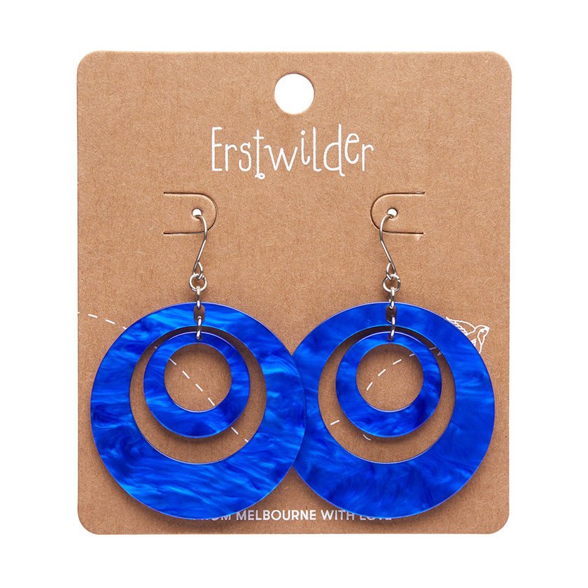 Double Hoop Ripple Drop Earrings - Blue - Rockamilly-Jewellery-Vintage