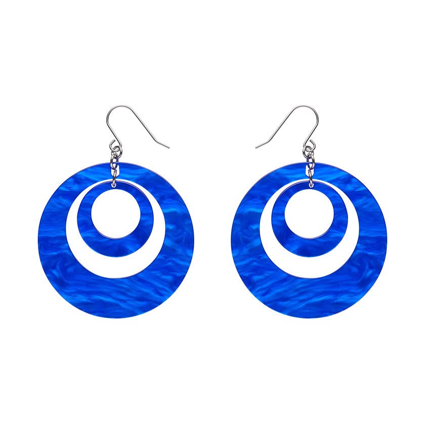 Double Hoop Ripple Drop Earrings - Blue - Rockamilly-Jewellery-Vintage