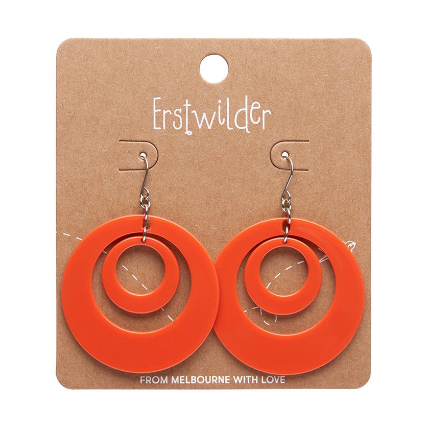 Double Hoop Solid Drop Earrings - Orange - Rockamilly-Jewellery-Vintage
