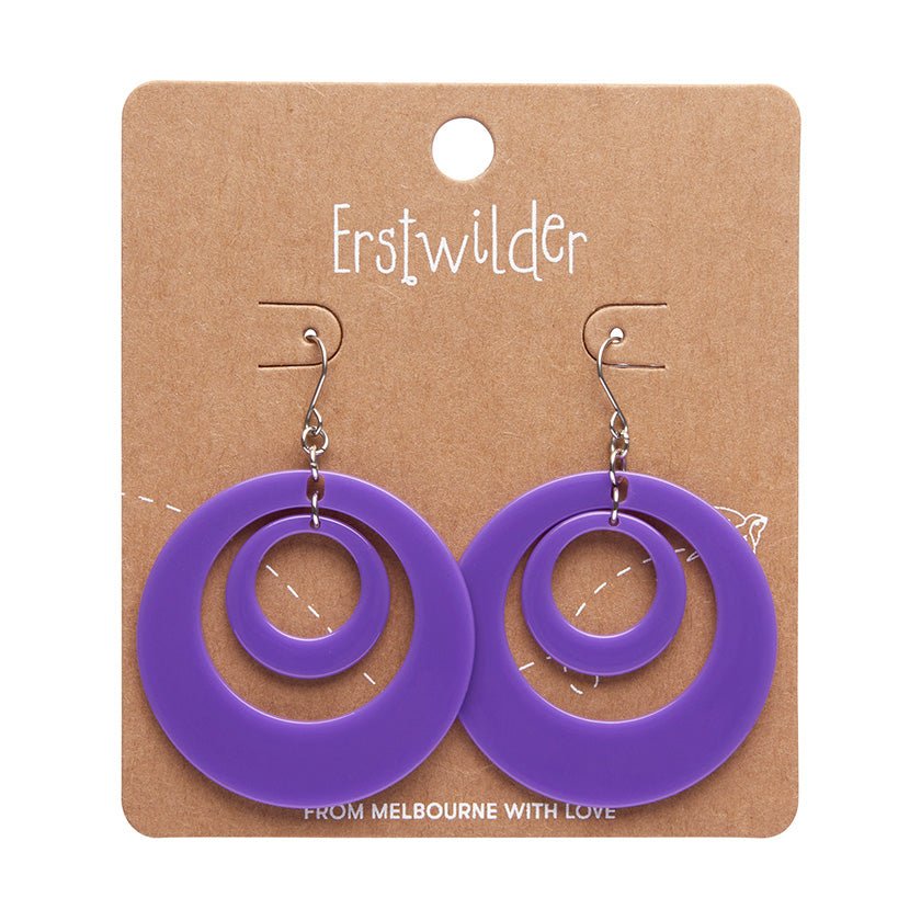Double Hoop Solid Drop Earrings - Purple - Rockamilly-Jewellery-Vintage