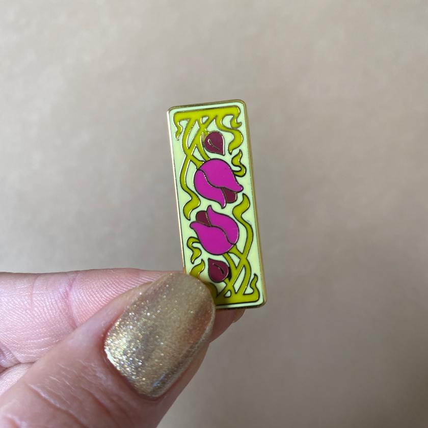 Flower & Thorn Enamel Pin - Rockamilly-Jewellery-Vintage