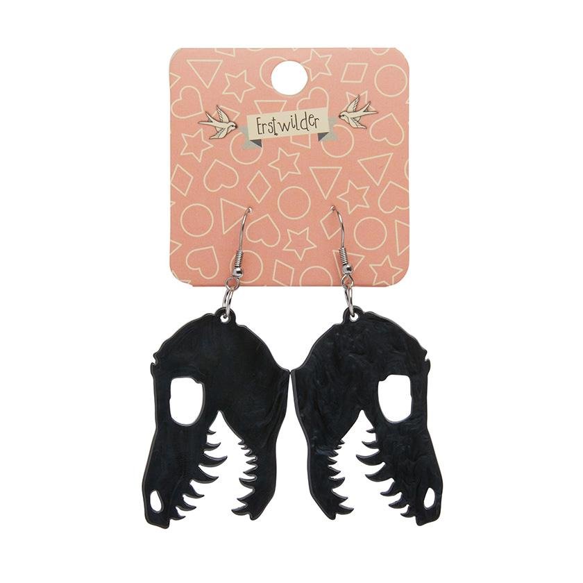 Fossil Ripple Resin Drop Earrings - Black - Rockamilly-Jewellery-Vintage