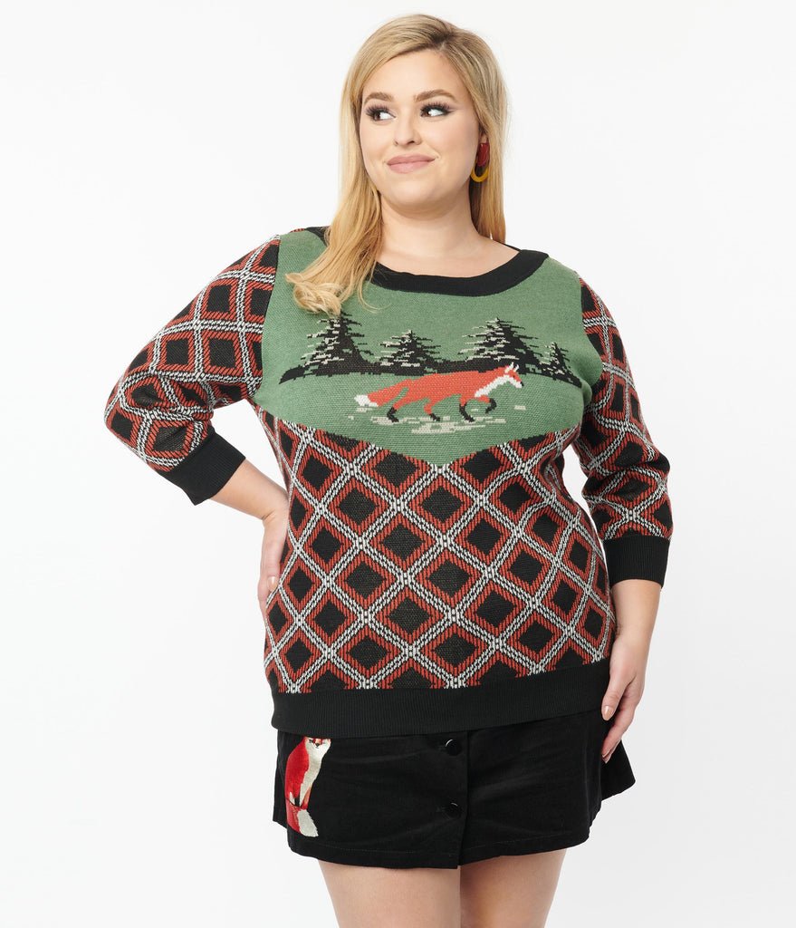 Fox Sweater - Green - Rockamilly-Knitwear-Vintage