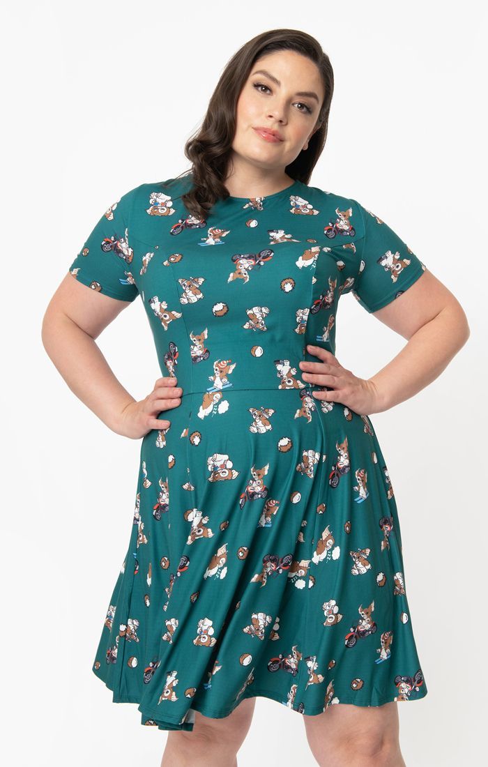 Gremlins X Unique Vintage Margot Fit & Flare Dress - Rockamilly-Shorts & Skirts-Vintage