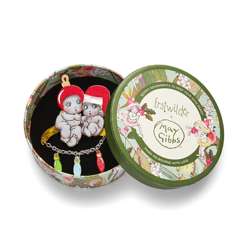 Gumnut Christmas Cuddles Brooch - Rockamilly-Jewellery-Vintage