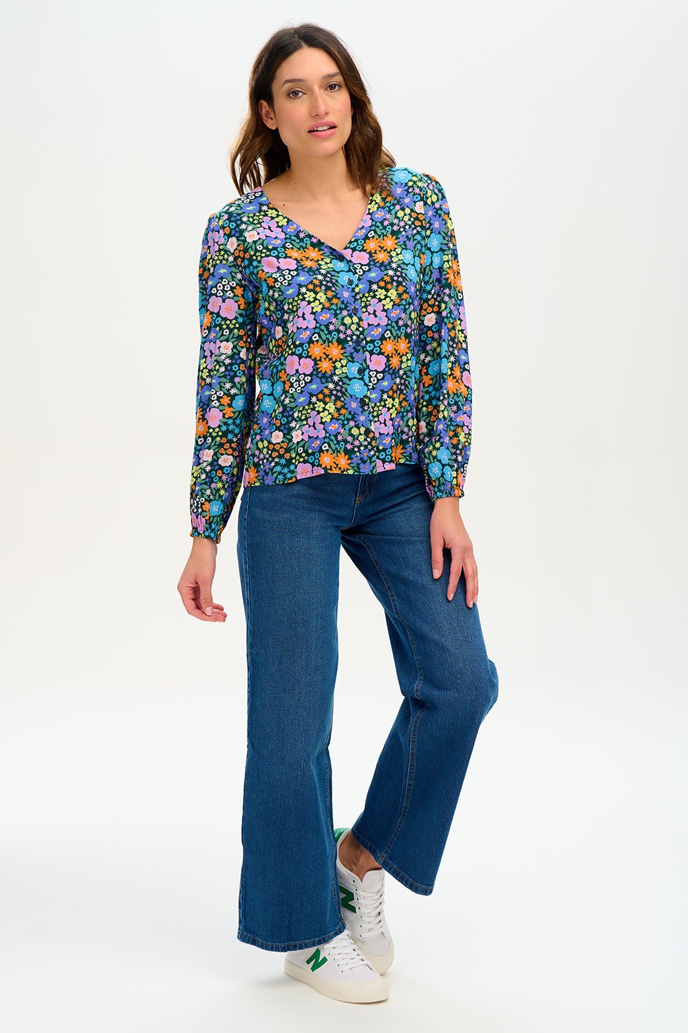 Imelda V Neck Blouse Bust Floral Rockamilly 6669