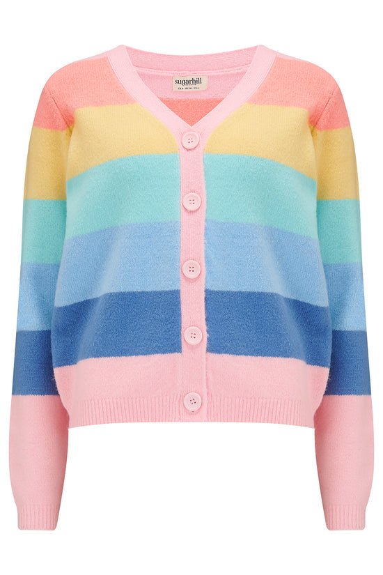 Izzy Pastel Rainbow Striped Cardigan – Rockamilly