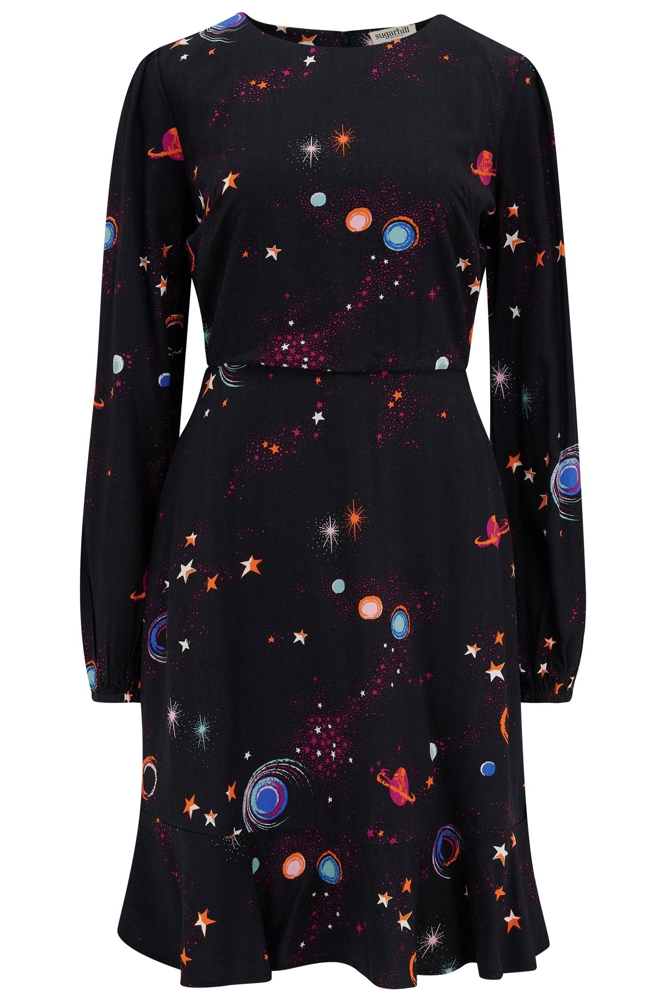 Juliette Dress - Black, Colourful Universe - Rockamilly-Dresses-Vintage