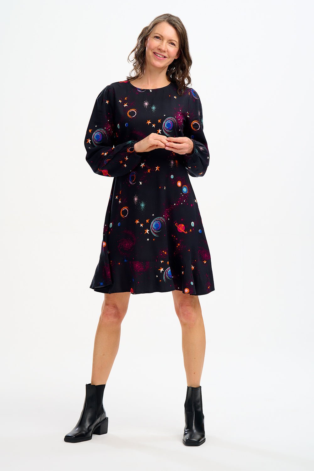 Juliette Dress - Black, Colourful Universe - Rockamilly-Dresses-Vintage