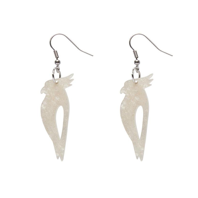 Kookaburra Ripple Glitter Resin Drop Earrings - Cream - Rockamilly-Jewellery-Vintage