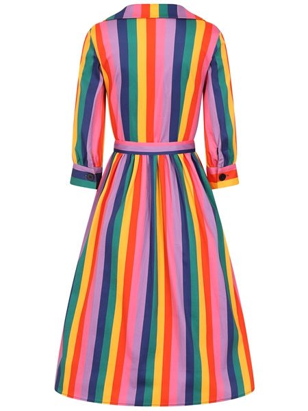 Lauren Rainbow Wishes Stripe Dress - Rockamilly-Dresses-Vintage